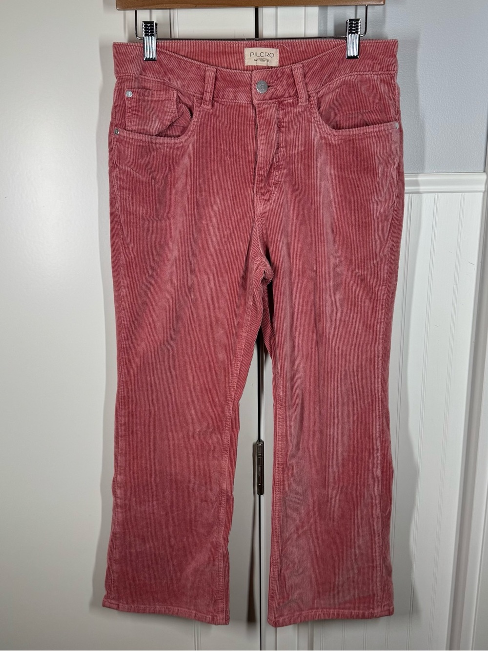 Pilcro Anthropologie The Yaya Mid-Rise Crop Flare Corduroy Pants Pink Size 30 P